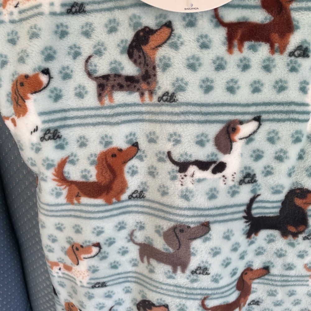 Berkshire Blanket Doggie Drawings Throw - Teal and Brown - Picture 7 of 10